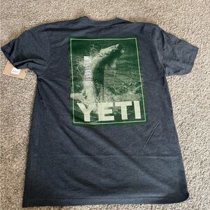 YETI Charcoal T-Shirt with Green Graphic brown trout